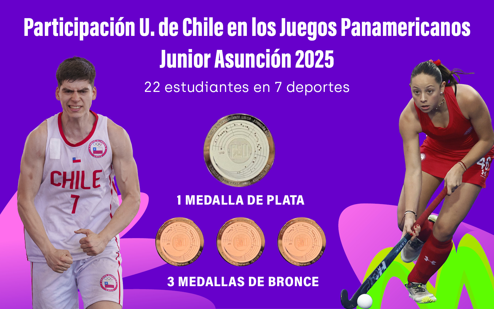Deportistas U. de Chile tuvieron una destacada participación en los Juegos Panamericanos Junior Asunción 2025